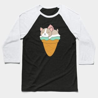 Kawaii cute ice cream dog t-shirt Baseball T-Shirt